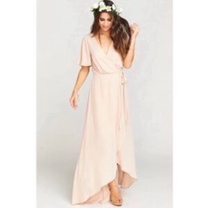 Show Me Your Mumu | SOPHIA WRAP DRESS IN DUSTY BLUSH CRISP| XS